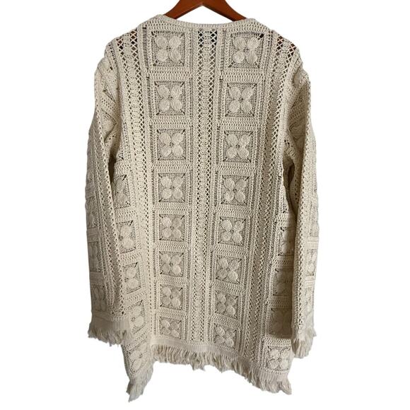 H&M Crochet Look Tunic Dress Cream Fringe Original Summer Edition 2025 - Picture 6 of 10